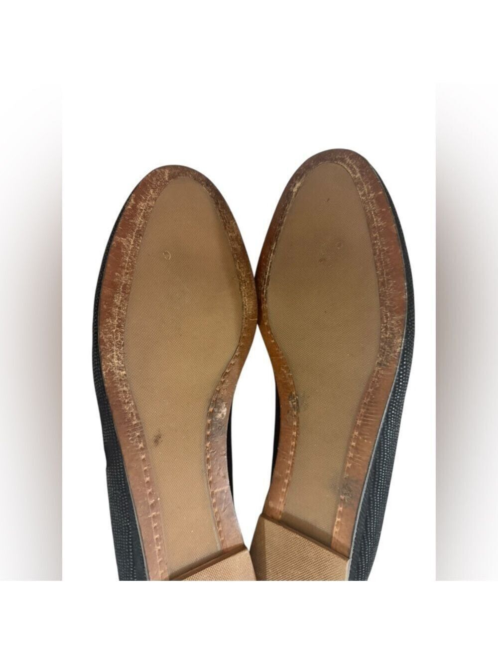 Bruno Magli Black Textured Leather Peep Toe Flats Italy Sz 10.5 - Picture 9 of 11